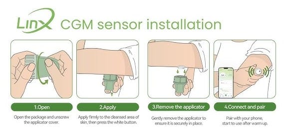 LinX GX-01S CGM Sensor 15天連續血糖監測傳感器的使用方法